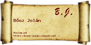 Bősz Jolán névjegykártya